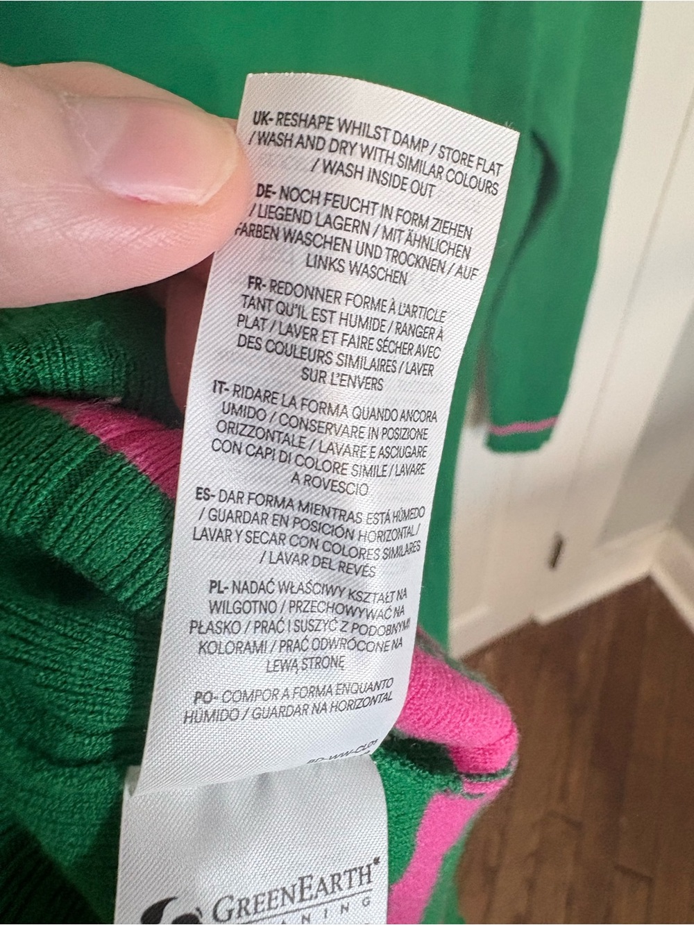 Boden Mollie Green Pink Trim Pleated Knit Midi Dress US 8 UK 12 - Picture 13 of 13